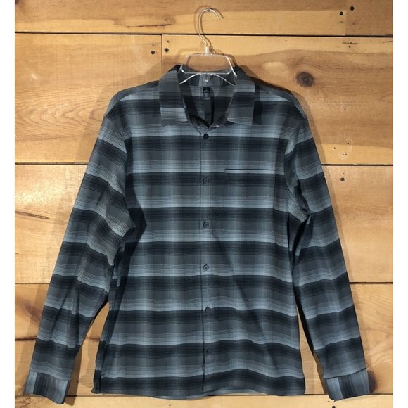 Lululemon Masons Peak Flannel Plaid Button Down Shirt Mens Size Large Gray  Black